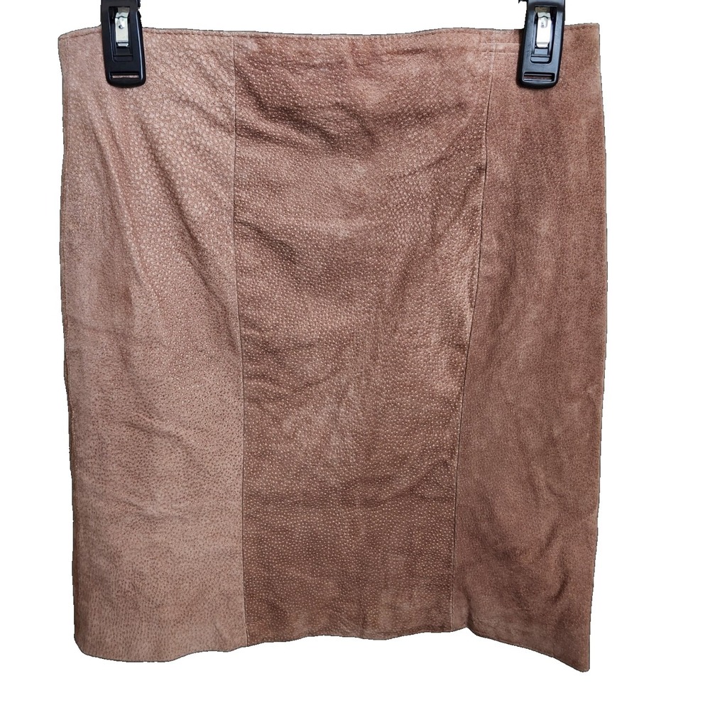 Forenza Accept The Substitute Womens Skirt Size 10 Brown 100% Suede Leather